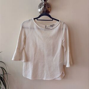 Green Envelope Textured White Blouse Size XS